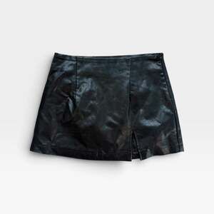 Brooklyn Karma Black Faux Leather Mini Skirt | Front Slit | Womens Size Small